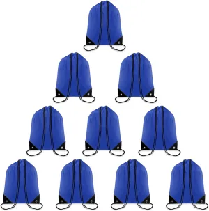 10 PCS Drawstring Backpack Bulk Blue Drawstring Bags Nylon Cinch Bag DIY Drawstring Bag Waterproof Draw String Back Bag Cinch Sack String Backpack for Women and Men Sports Gym Travel Swimming
