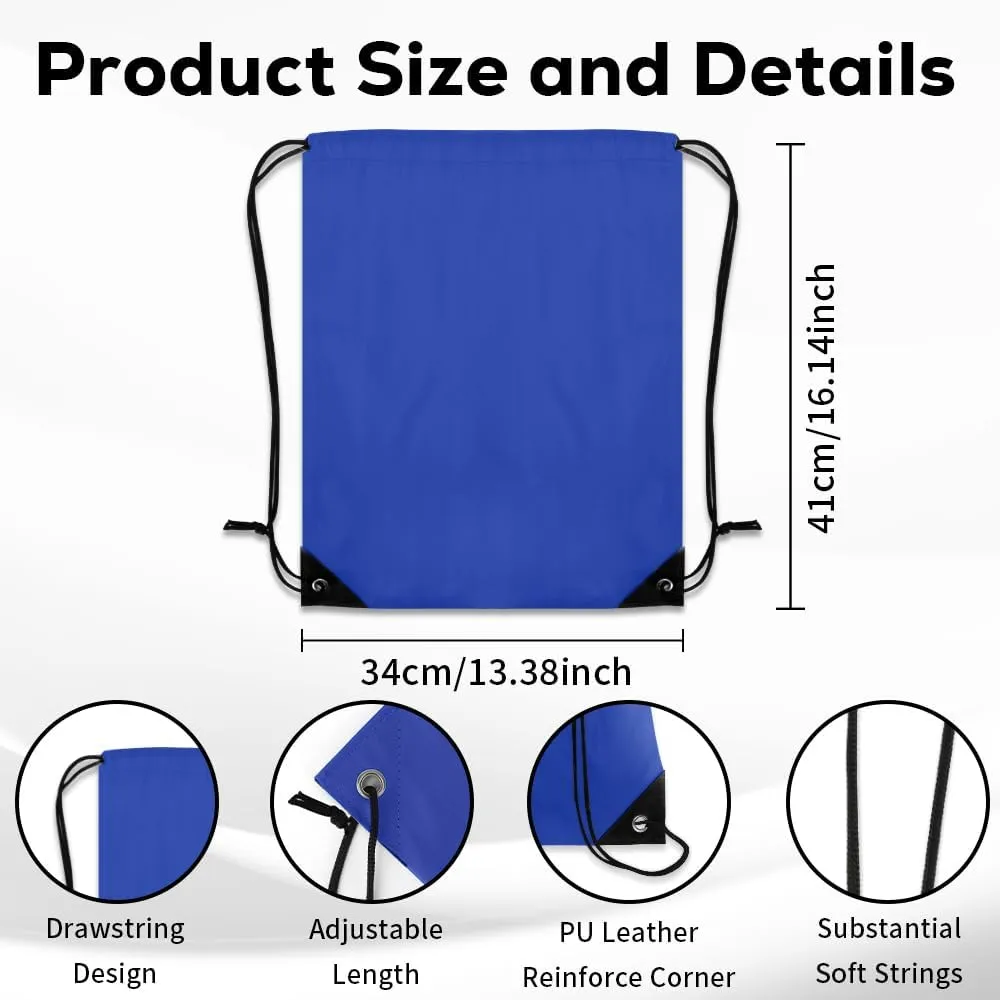 10 PCS Drawstring Backpack Bulk Blue Drawstring Bags Nylon Cinch Bag DIY Drawstring Bag Waterproof Draw String Back Bag Cinch Sack String Backpack for Women and Men Sports Gym Travel Swimming