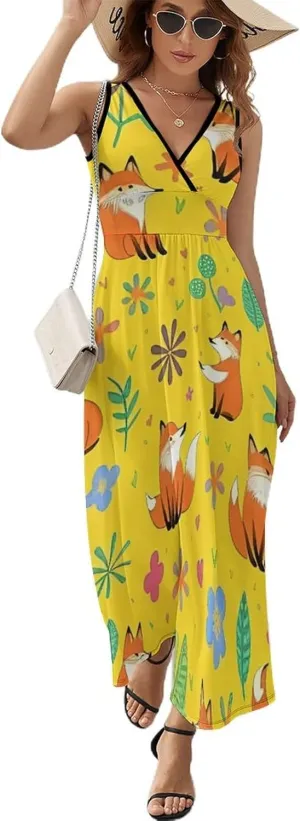 2025 Summer Tank Dress V-Neck Sleeveless Bodycon Beach Party Maxi Dress