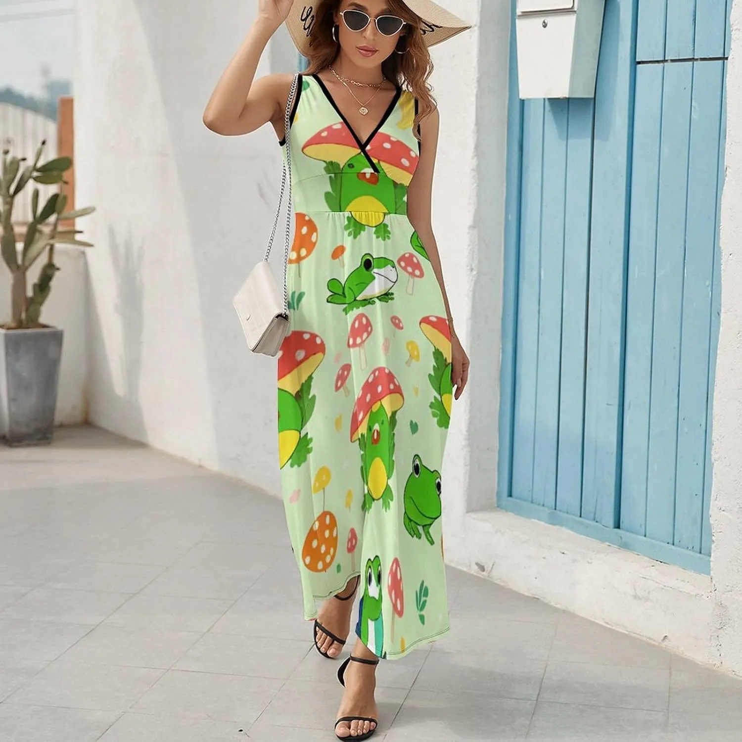 2025 Summer Tank Dress V-Neck Sleeveless Bodycon Beach Party Maxi Dress