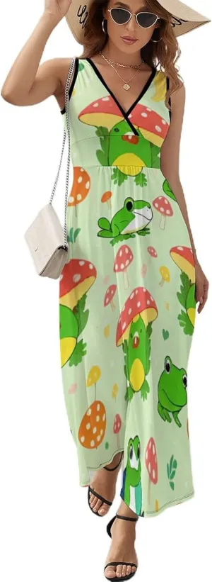 2025 Summer Tank Dress V-Neck Sleeveless Bodycon Beach Party Maxi Dress