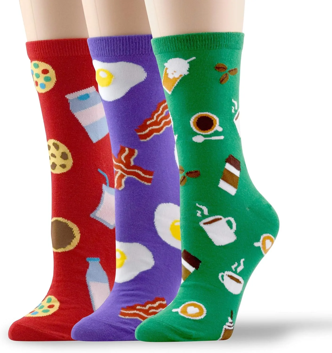 3 Pairs Women's Novelty Food Crew Socks