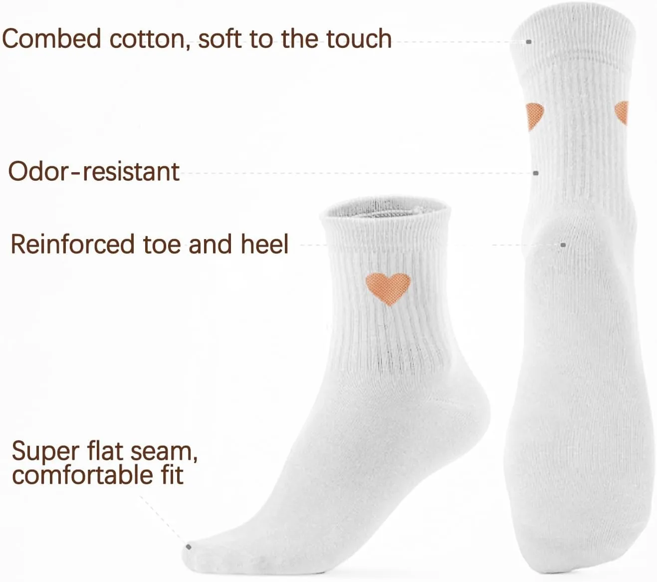 7DayOtter Christmas Women's Mens Athletic Socks - Breathable,Odor-resistant,Comfortable,Cute Heart Design