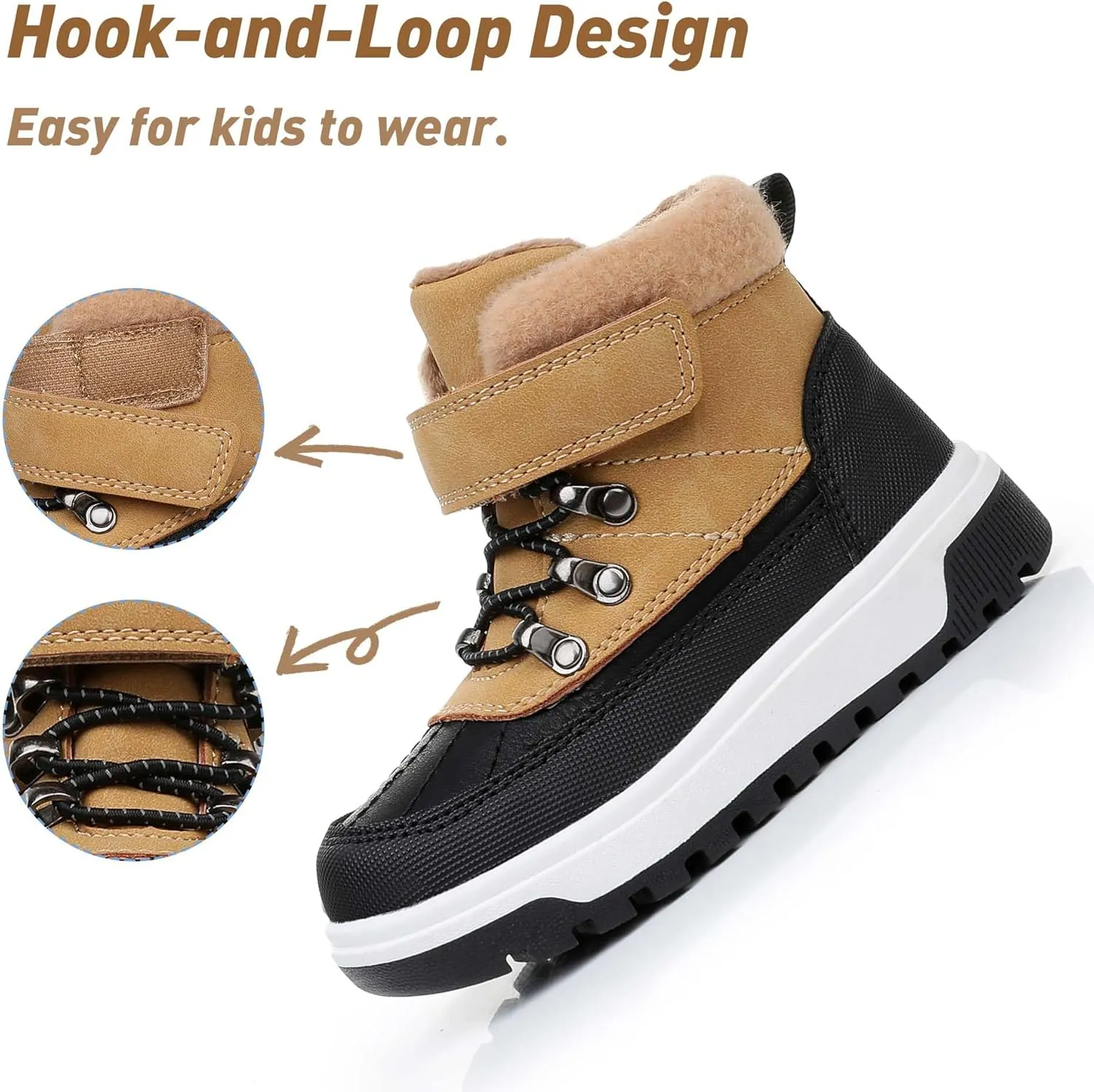 Ahannie Boys Girls Boots Toddler Kids Fall Boots Water Resistant Outdoor Ankle Shoes(Toddler/Littler Kid)