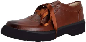 AIMODOR Womens Oxford Wingtip Brogue Lace Up Chunky Low Heel Pumps