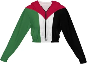 Albanian Flag Hoodies for Women Cute Full Zip Up Cropped Sweatshirts Jackets Casual Comfy Gym Tops Fall Winter