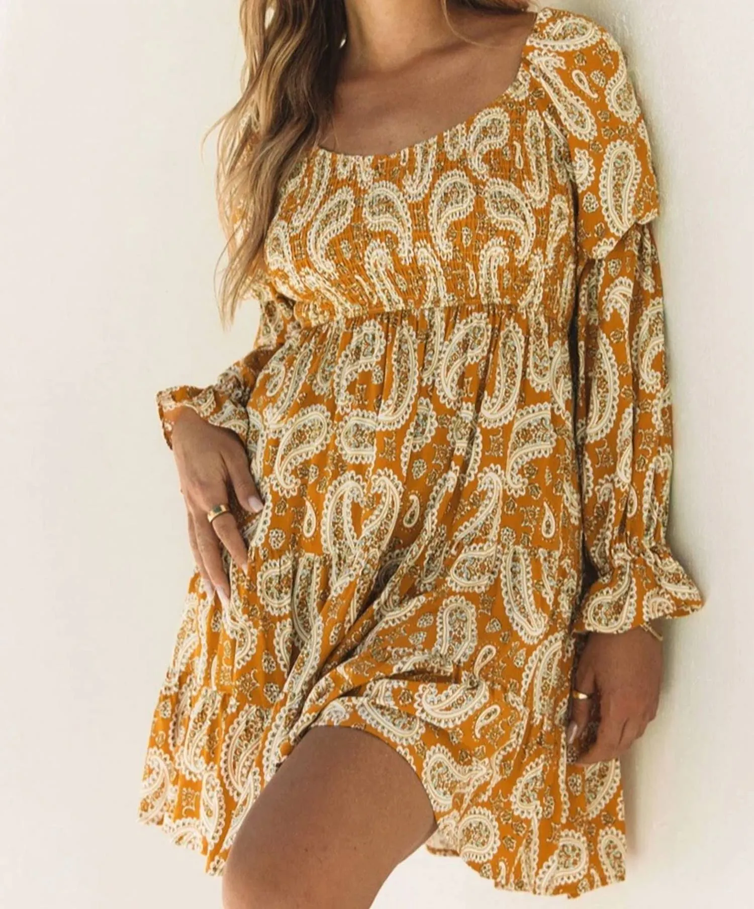 Amaryllis - Boho Paisley Long Sleeve floral