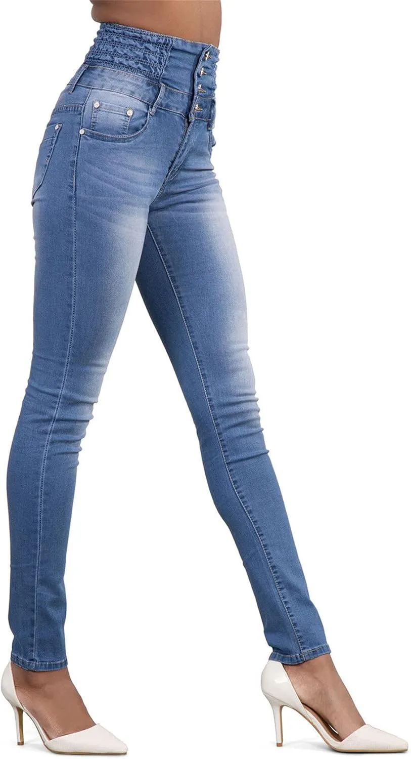 Andongnywell Women Classic High Waisted Butt-Lifting Skinny Jeans high-Rise Slim-fit Plus Size Denim Pants Trousers