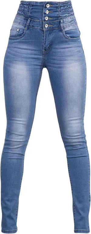 Andongnywell Women Classic High Waisted Butt-Lifting Skinny Jeans high-Rise Slim-fit Plus Size Denim Pants Trousers