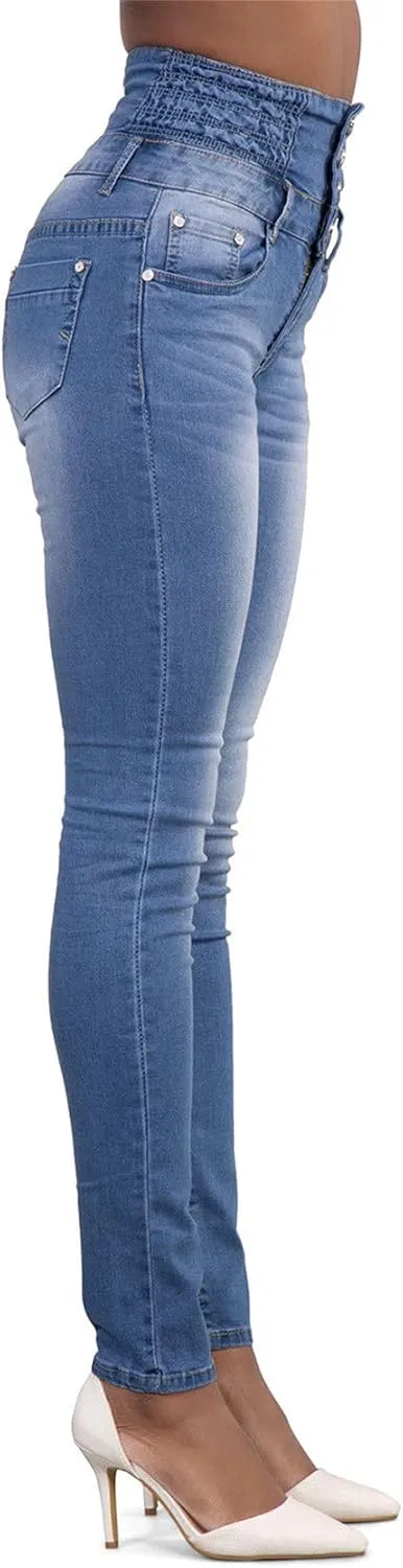 Andongnywell Women Classic High Waisted Butt-Lifting Skinny Jeans high-Rise Slim-fit Plus Size Denim Pants Trousers
