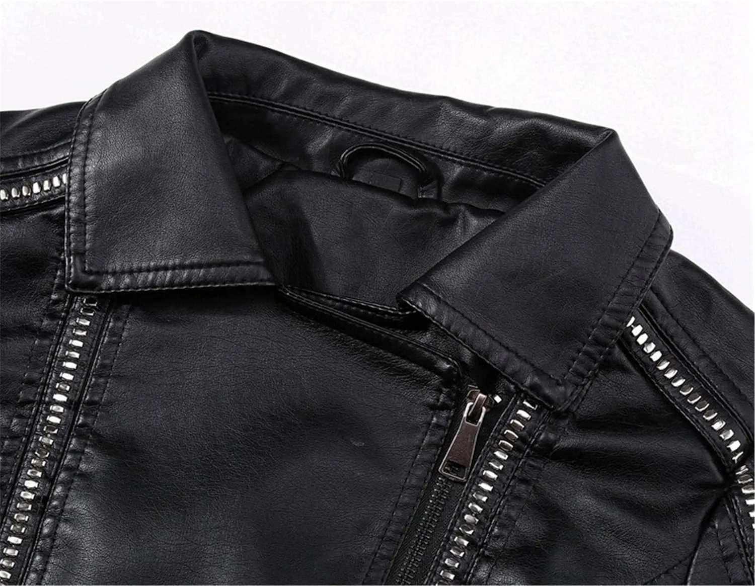 Andongnywell Womens Slim Faux Leather PU Jacket Leather Biker Jacket Overcoat Outwear Coat Moto Jacket Zipper