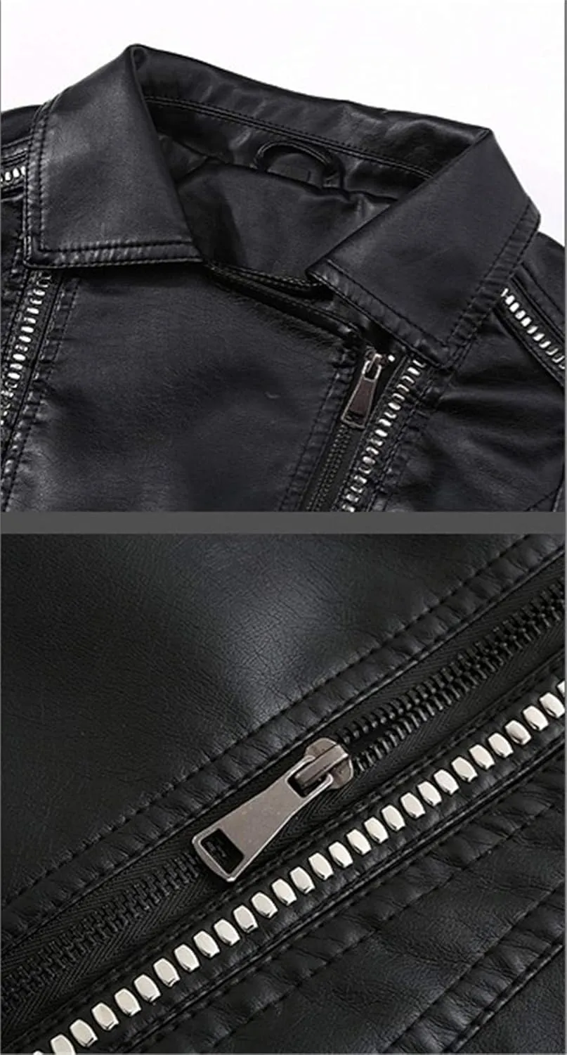 Andongnywell Womens Slim Faux Leather PU Jacket Leather Biker Jacket Overcoat Outwear Coat Moto Jacket Zipper