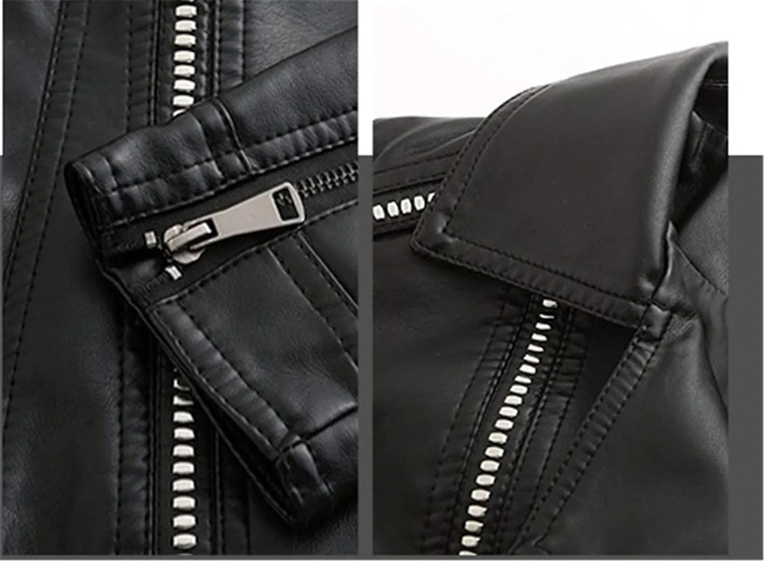 Andongnywell Womens Slim Faux Leather PU Jacket Leather Biker Jacket Overcoat Outwear Coat Moto Jacket Zipper
