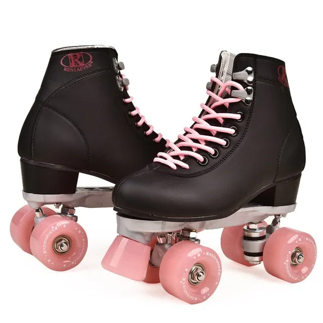 Artificial Leather Roller Skates Double Line Skates Women Men Adult Two Line Skate Shoes Patines With Four colors PU 4 Wheels