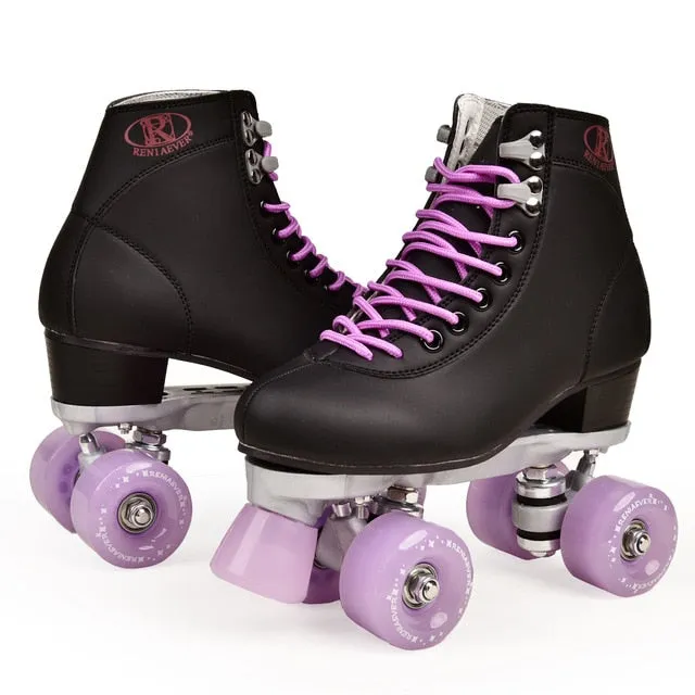 Artificial Leather Roller Skates Double Line Skates Women Men Adult Two Line Skate Shoes Patines With Four colors PU 4 Wheels
