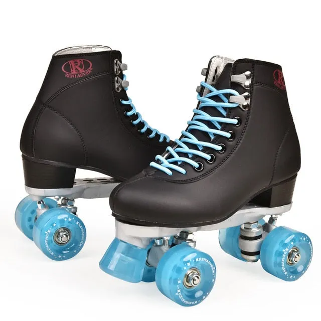 Artificial Leather Roller Skates Double Line Skates Women Men Adult Two Line Skate Shoes Patines With Four colors PU 4 Wheels