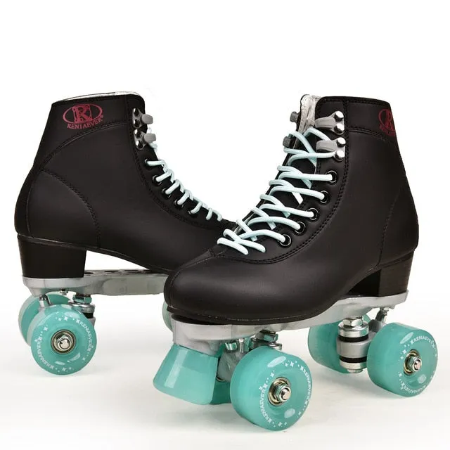 Artificial Leather Roller Skates Double Line Skates Women Men Adult Two Line Skate Shoes Patines With Four colors PU 4 Wheels