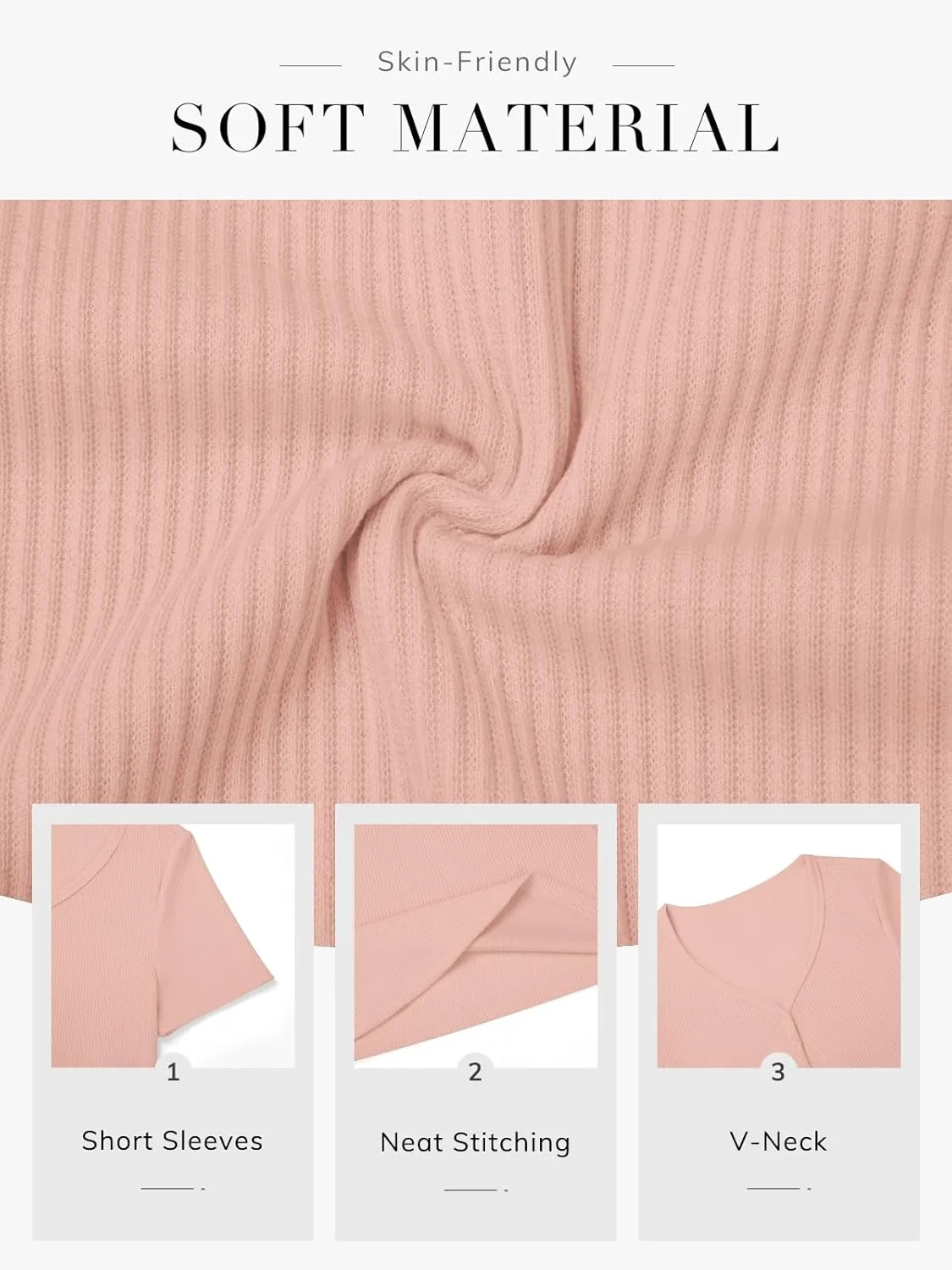 ATHMILE Womens Summer Short Sleeve V Neck Ribbed Knit Button T Shirts Henley Solid Color Trendy BasicTee