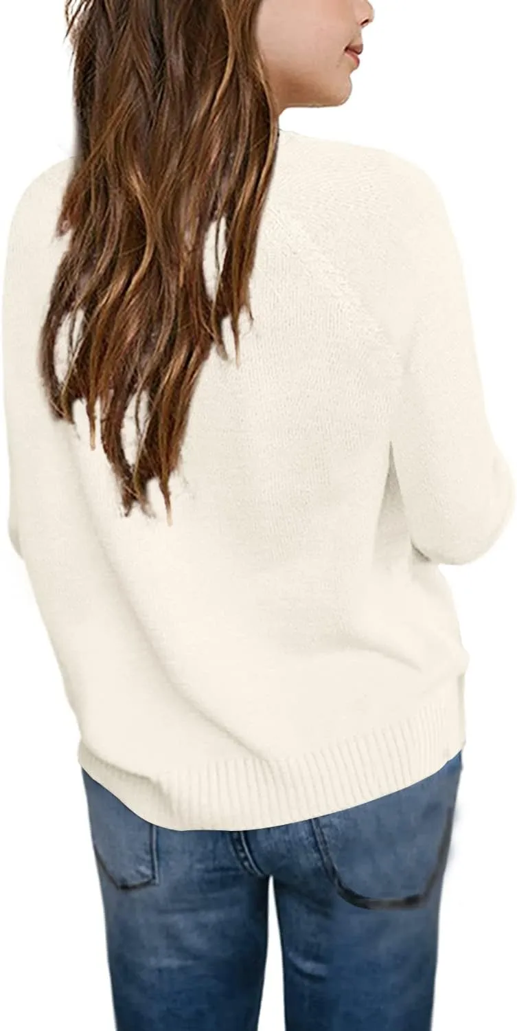 Batermoon Girls' Pullover Sweaters Long Sleeve Cute Heart Pattern Crewneck Knit Jumper Tops
