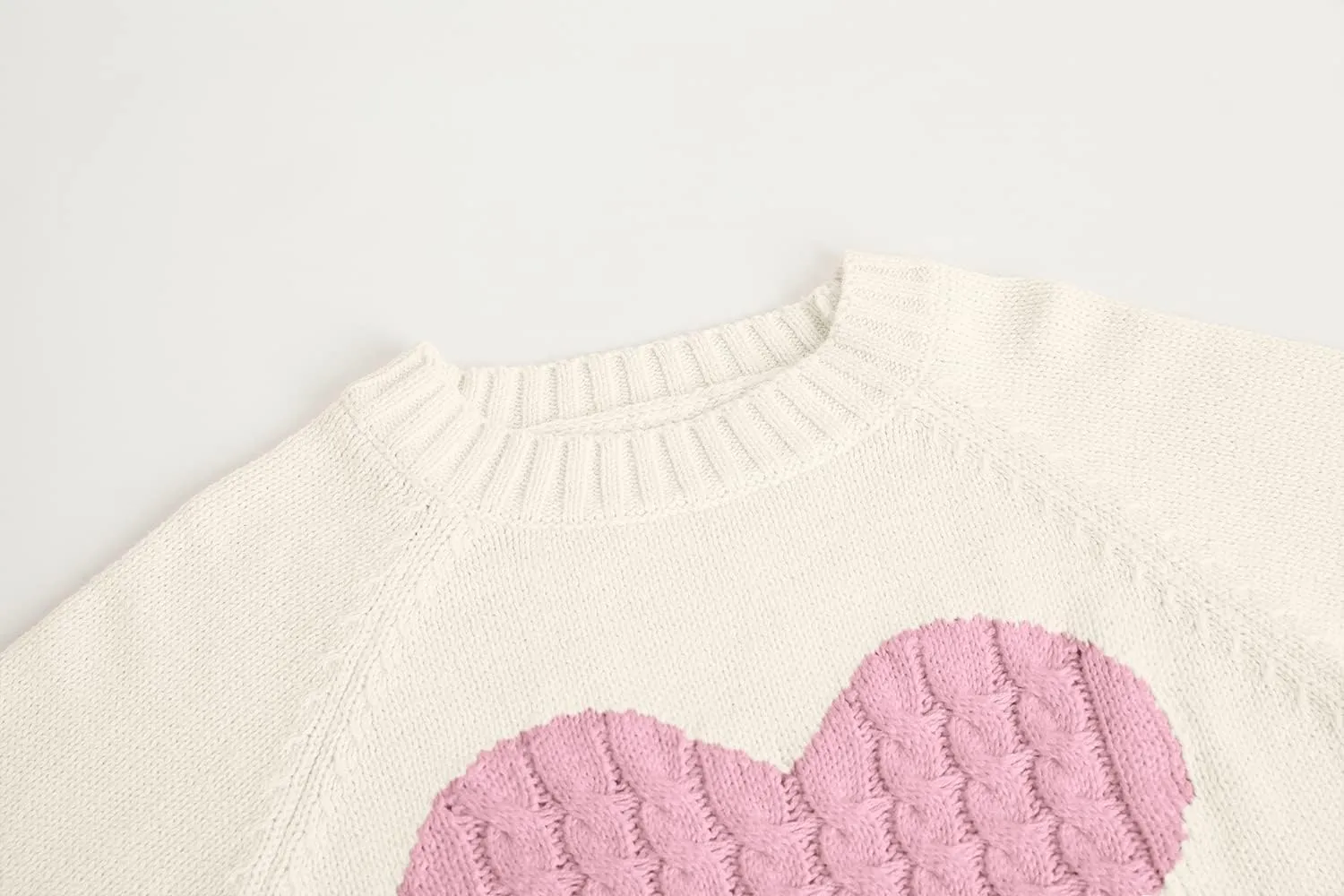 Batermoon Girls' Pullover Sweaters Long Sleeve Cute Heart Pattern Crewneck Knit Jumper Tops