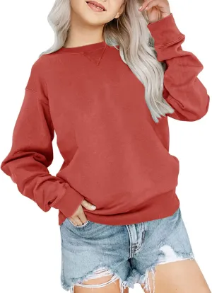 Bingerlily Girls Casual Long Sleeve Sweatshirt Crew Neck Cute Pullover Relaxed Fit Tops