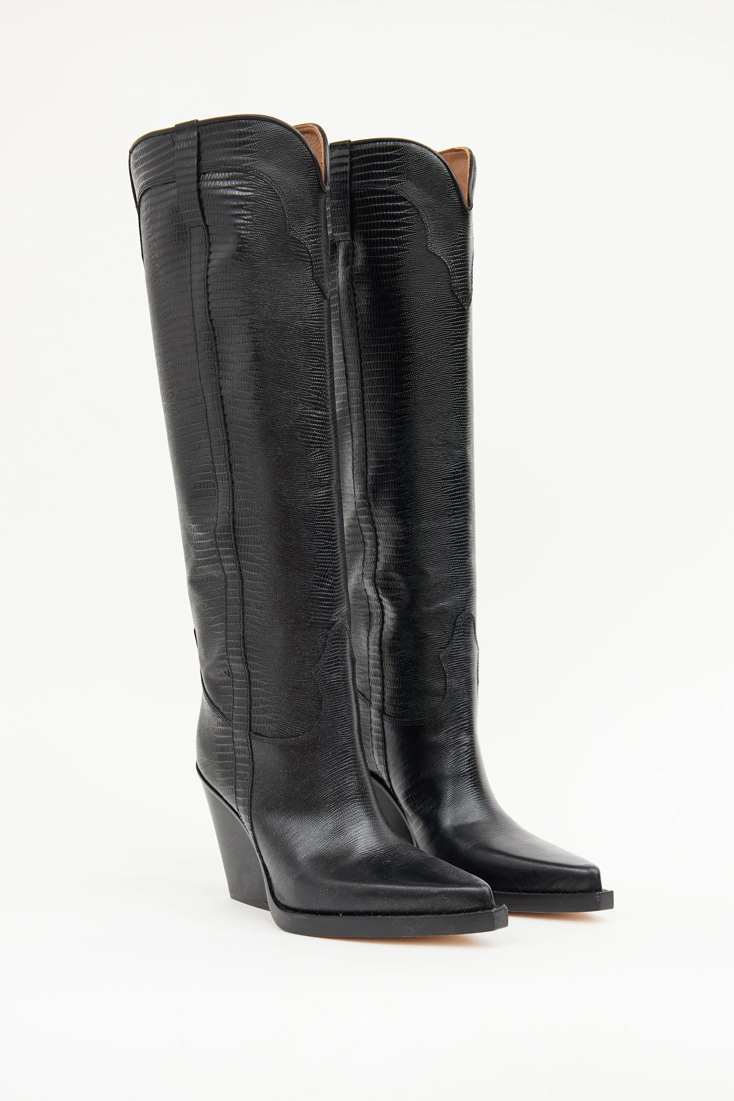 Black Embossed Cowboy Boot