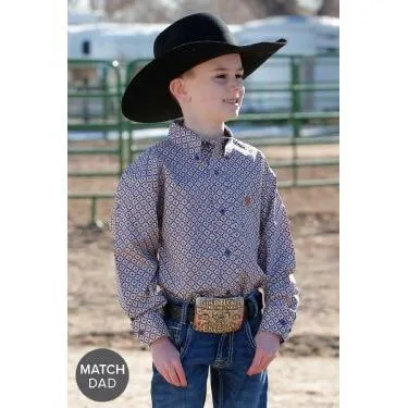 Boy's Cinch Medallion Print Button-Down Western Shirt MTW7060364