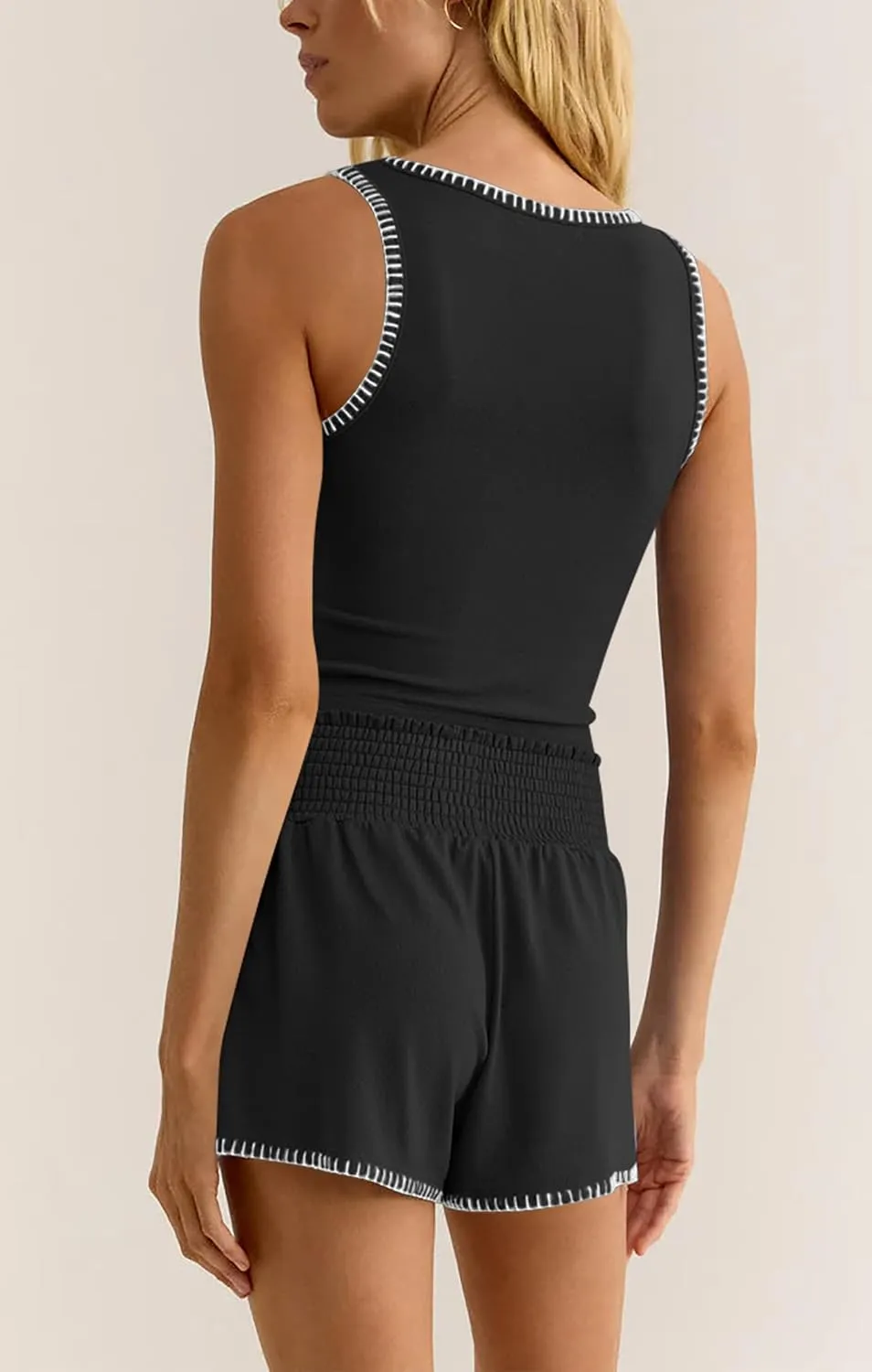 Cakulo 2 Piece Sets For Women Summer Outfits Athletic Tank Top Workout Shorts Running Gym Lounge Set Sweatsuits