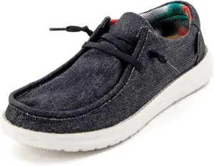 Canvas Mens Loafers Casual Slip On,Classic Comfy Lightweight Mens Deck Shoes,Casual Breathable Mesh Non-Slip Boat Shoes Men Slip On,with Non-Marking Outsole and Drainage