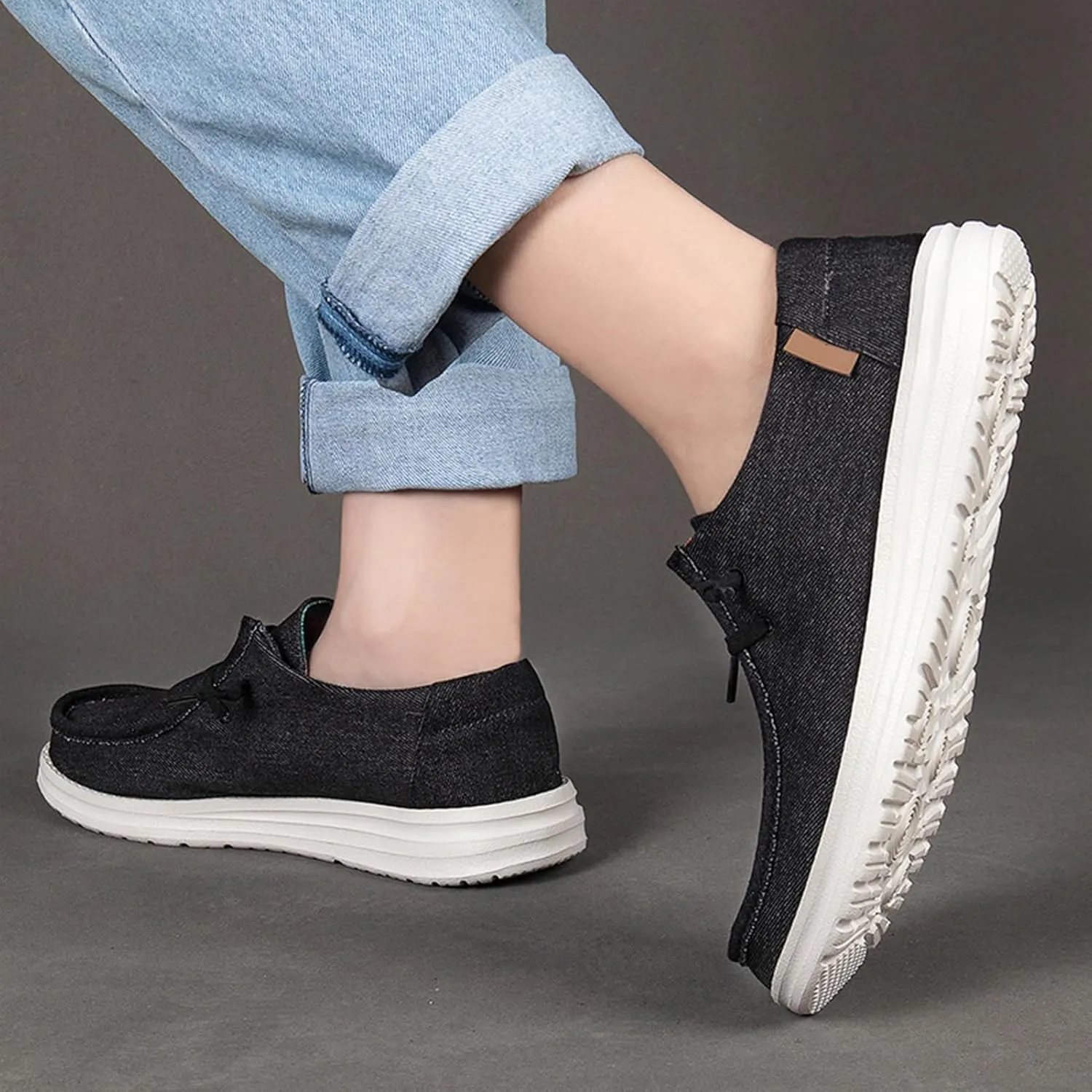 Canvas Mens Loafers Casual Slip On,Classic Comfy Lightweight Mens Deck Shoes,Casual Breathable Mesh Non-Slip Boat Shoes Men Slip On,with Non-Marking Outsole and Drainage