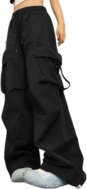 Cargo Pants Women Fashion High Waisted Parachute Pants Y2k Straight Trousers Casual Pants with Pockets