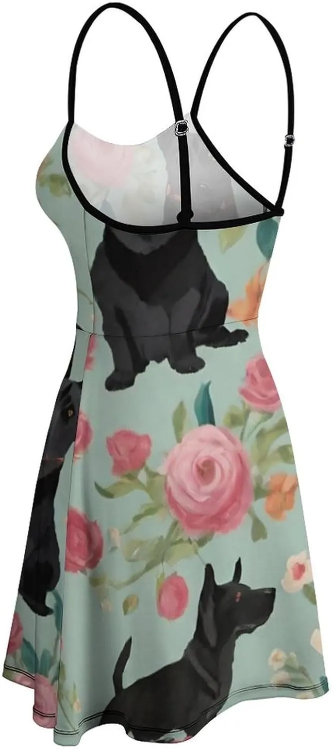 Casual Summer Tank Dress Sleeveless Fitted Beach Swing Dress