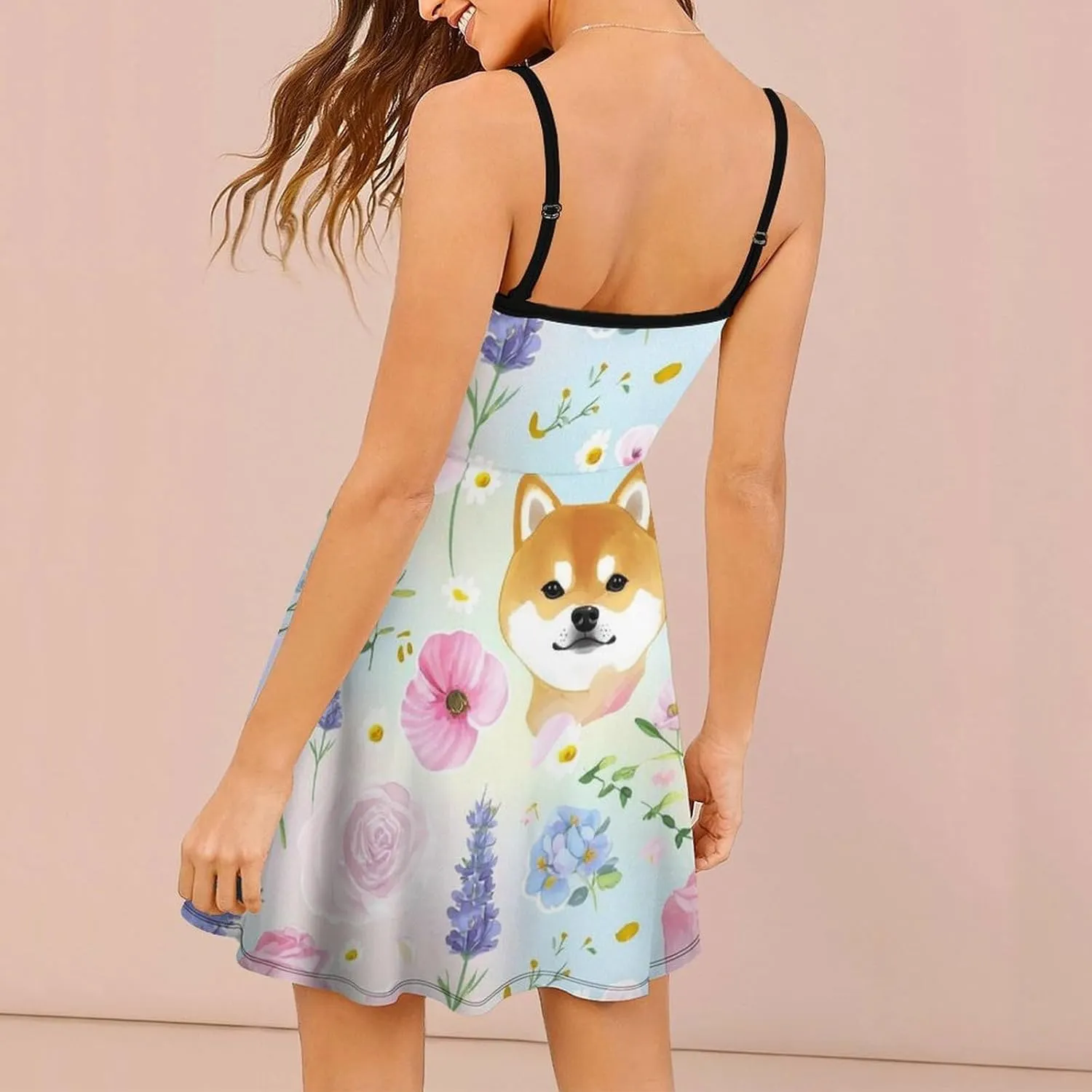Casual Tank Dress U-Neck Sleeveless Adjustable Beach Dress