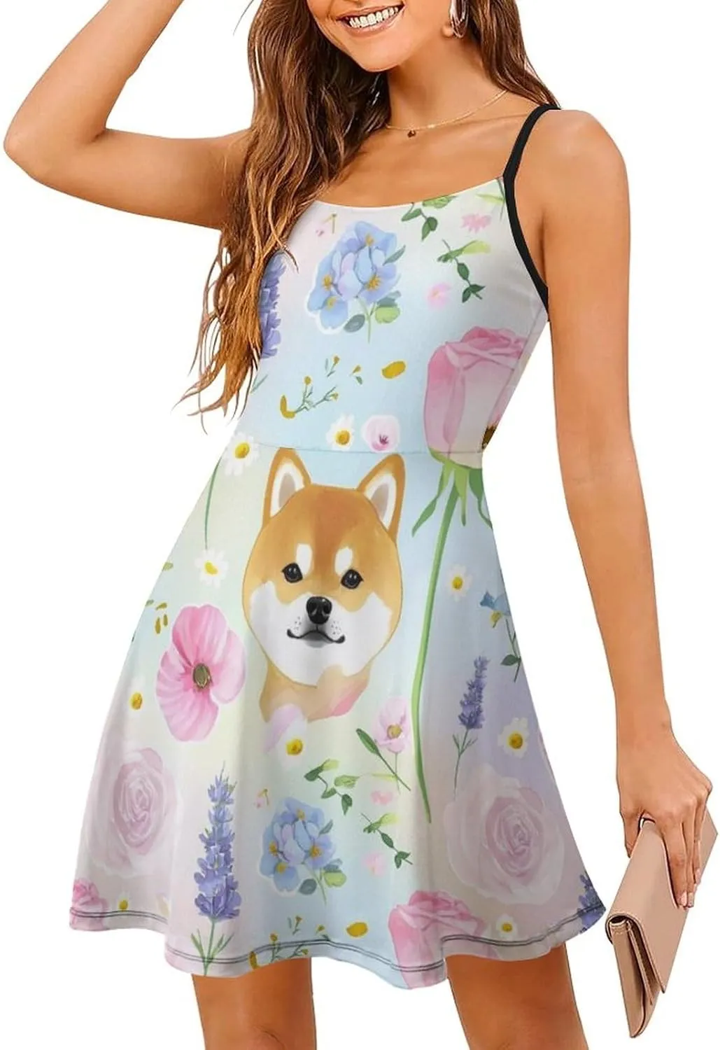 Casual Tank Dress U-Neck Sleeveless Adjustable Beach Dress