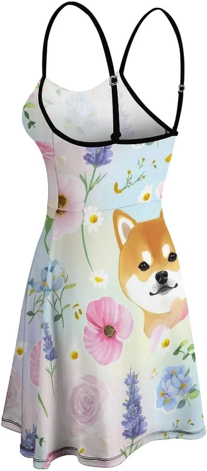 Casual Tank Dress U-Neck Sleeveless Adjustable Beach Dress