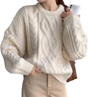Chunky Sweater Women Cable Knit Sweater Oversized Sweaters Y2k Winter Fall Sweater Trendy 2024