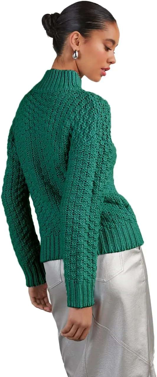 cordat Women's 2024 Fall Long Sleeve Turtleneck Sweater Tops Hollow Knit Soft Pullover Jumper