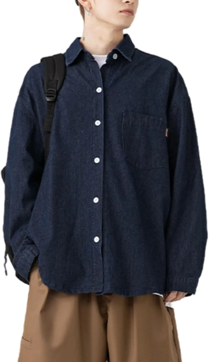 Couple Casual Denim Shirt Relaxed Fit Oversized Hip Hop Outerwear Classic Western Shirt Coat