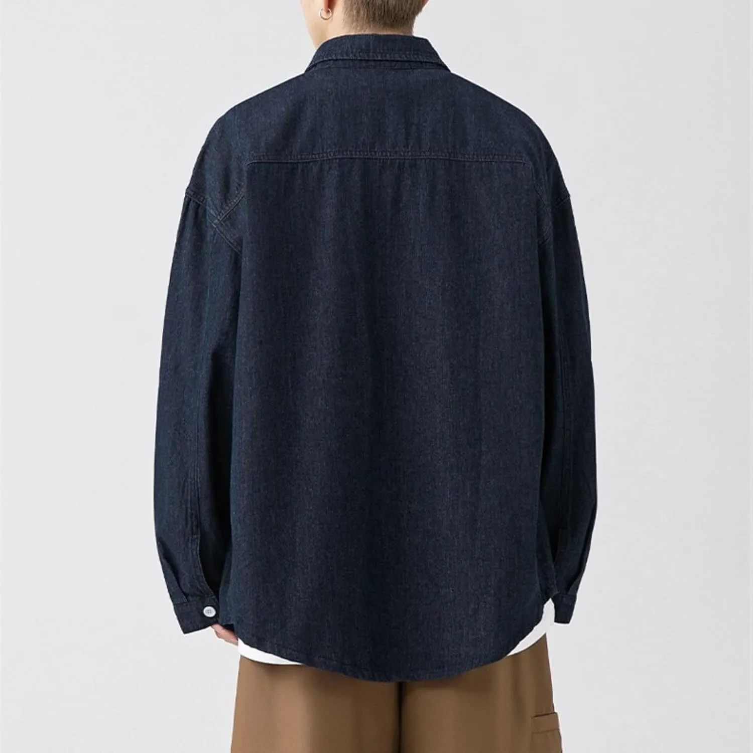 Couple Casual Denim Shirt Relaxed Fit Oversized Hip Hop Outerwear Classic Western Shirt Coat