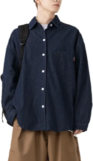 Couple Casual Denim Shirt Relaxed Fit Oversized Hip Hop Outerwear Classic Western Shirt Coat