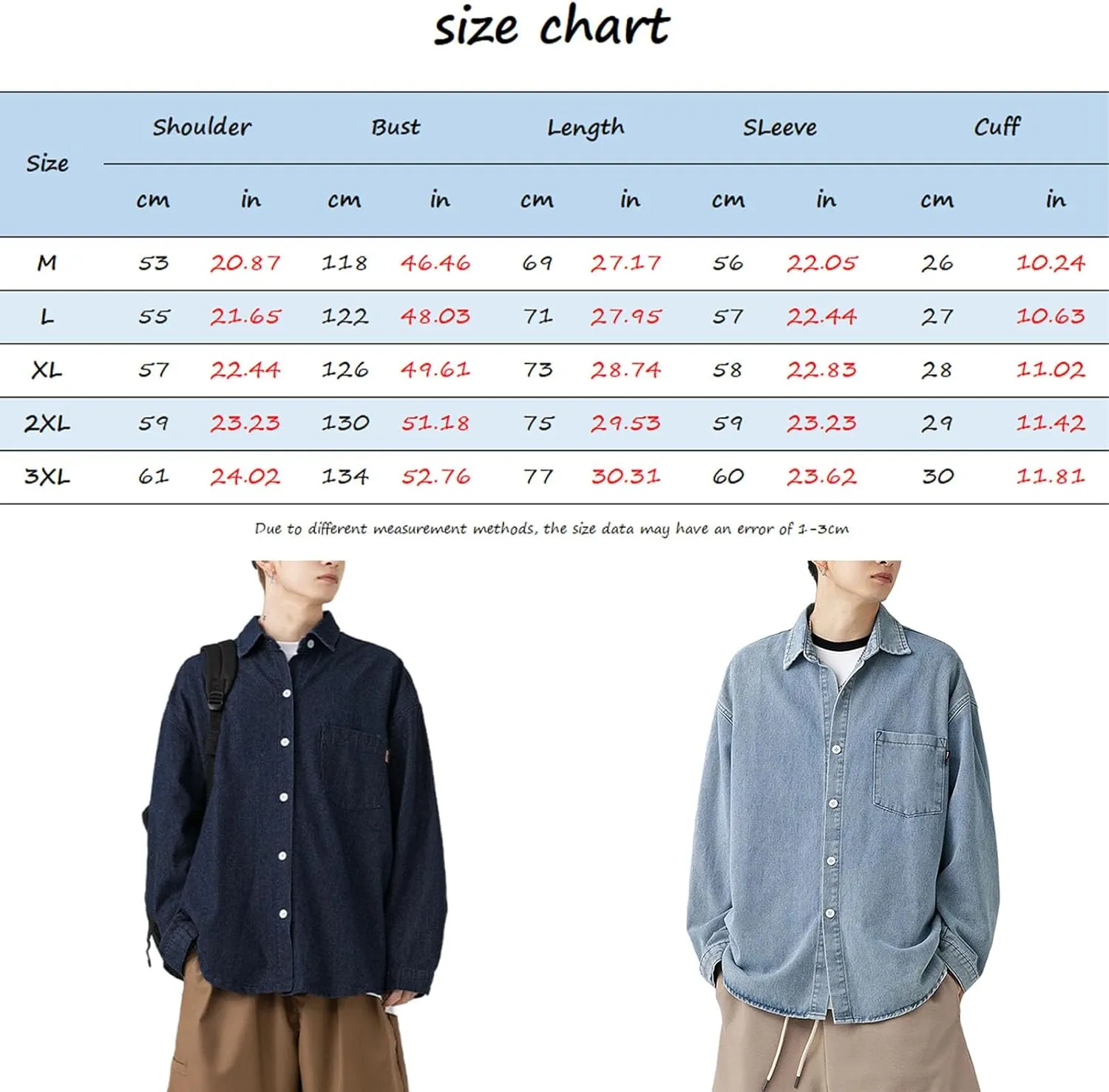 Couple Casual Denim Shirt Relaxed Fit Oversized Hip Hop Outerwear Classic Western Shirt Coat