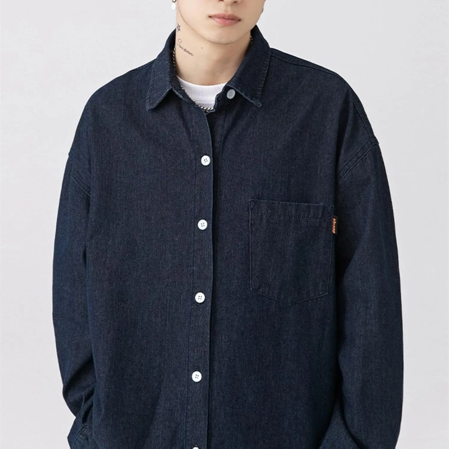 Couple Casual Denim Shirt Relaxed Fit Oversized Hip Hop Outerwear Classic Western Shirt Coat