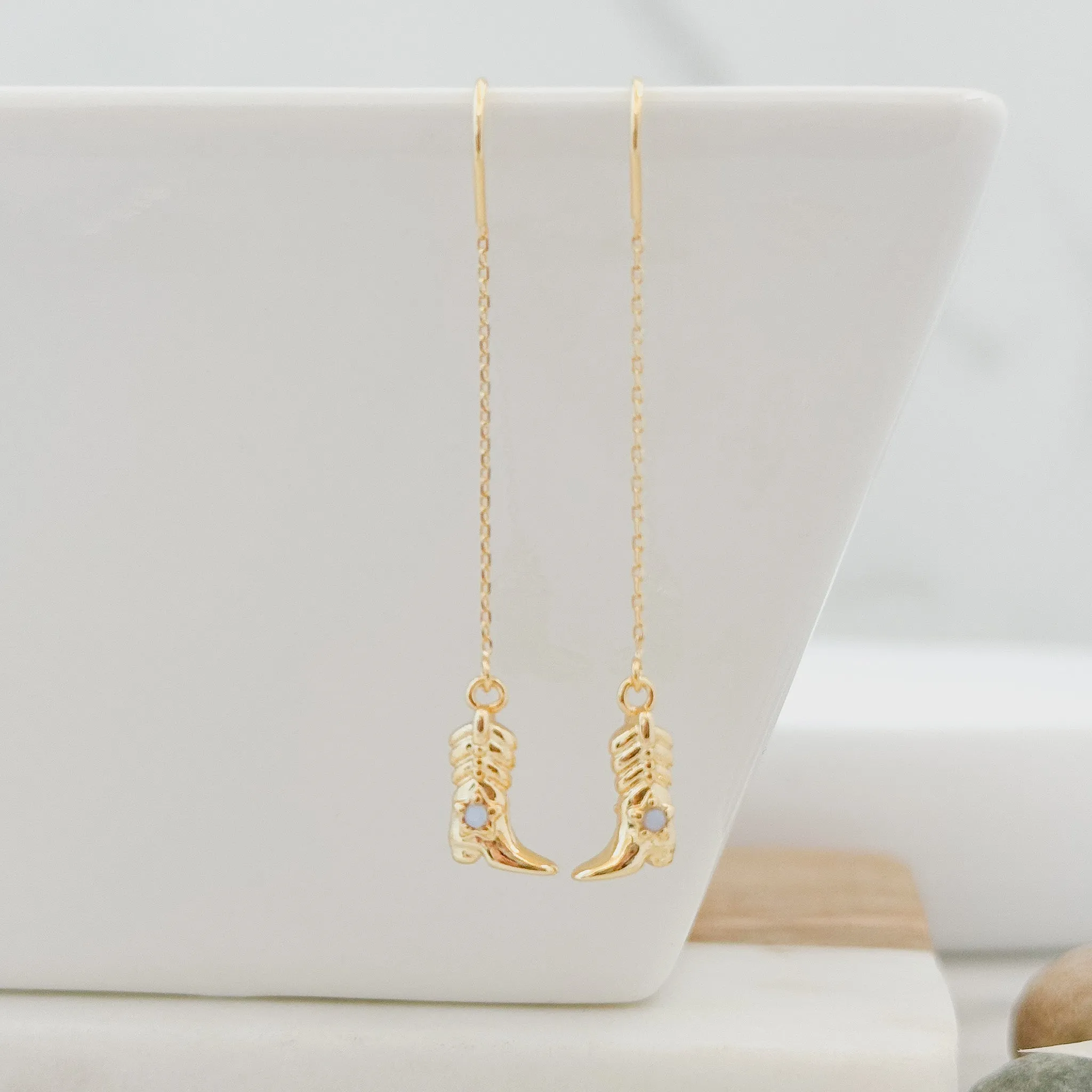 Cowboy Boots Threader Earrings
