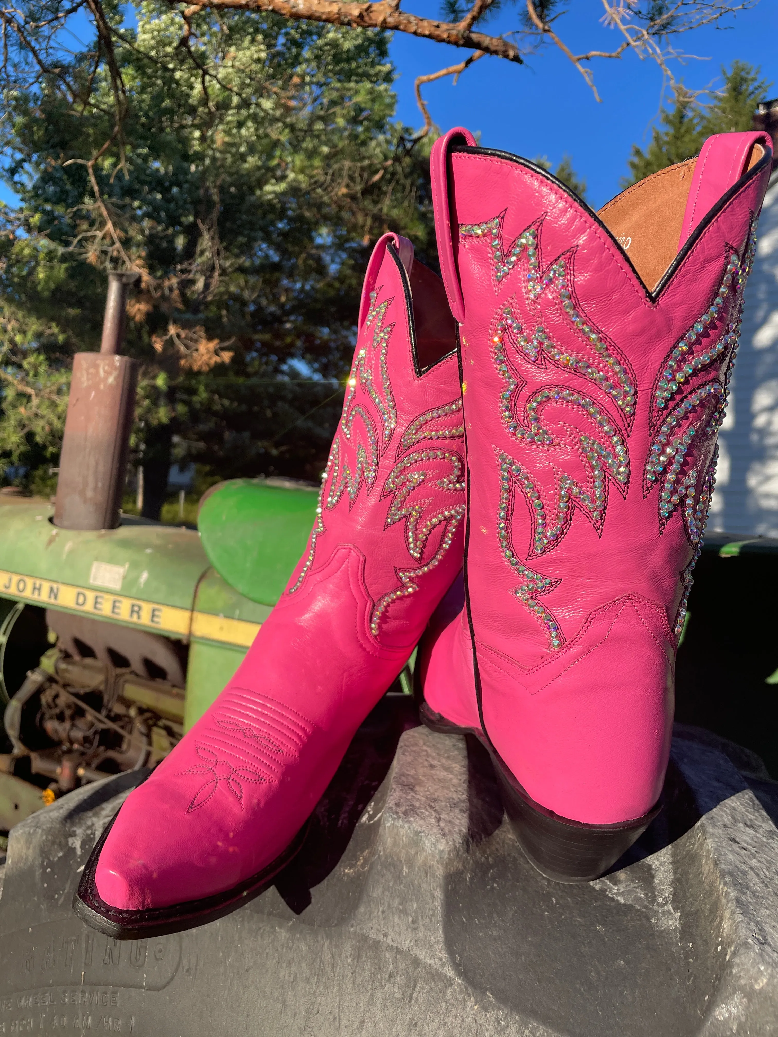 Dan Post Pink Cowboy Boots, Western Boots for Women, Sparkle Cowboy Boots