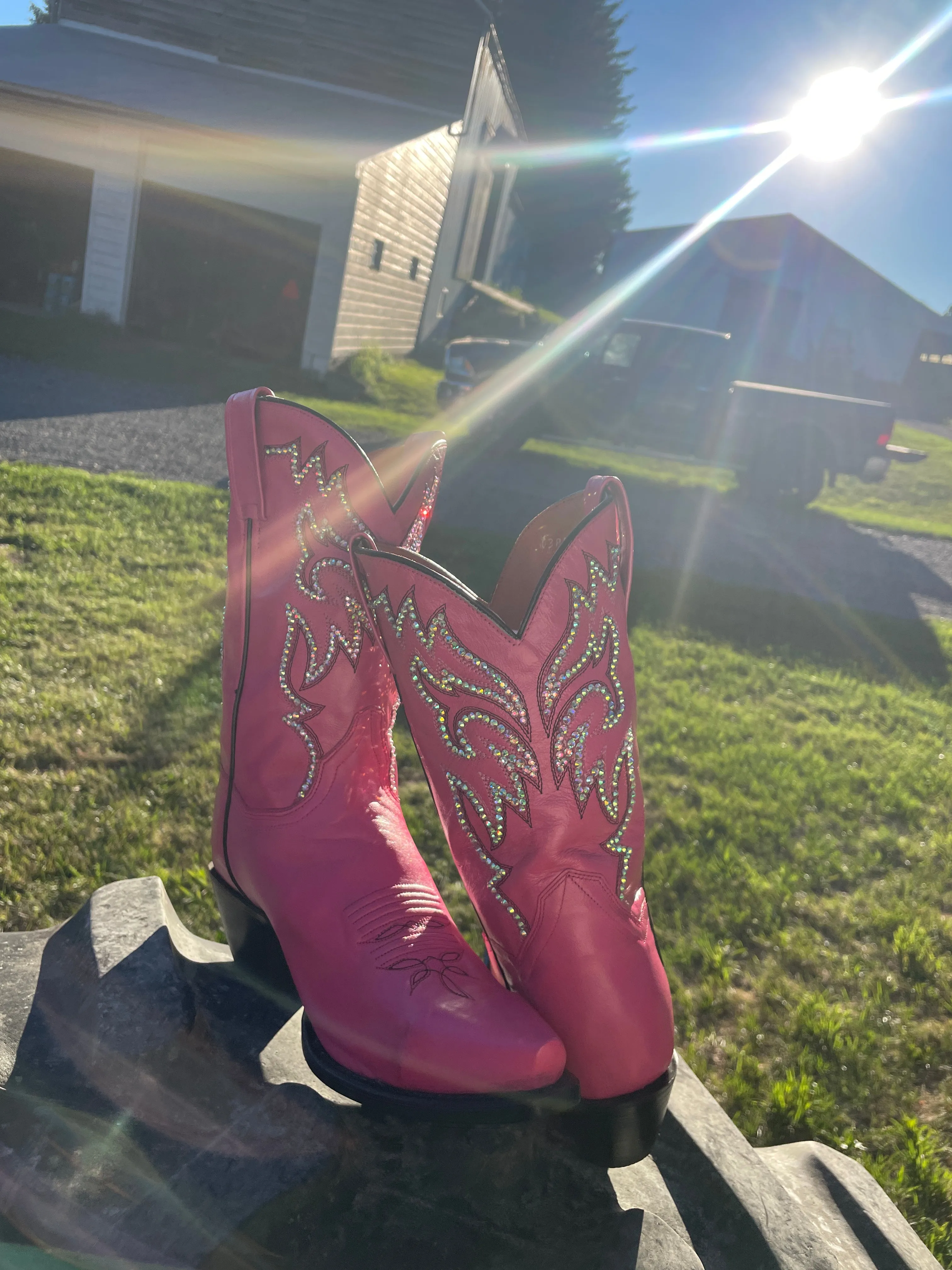 Dan Post Pink Cowboy Boots, Western Boots for Women, Sparkle Cowboy Boots