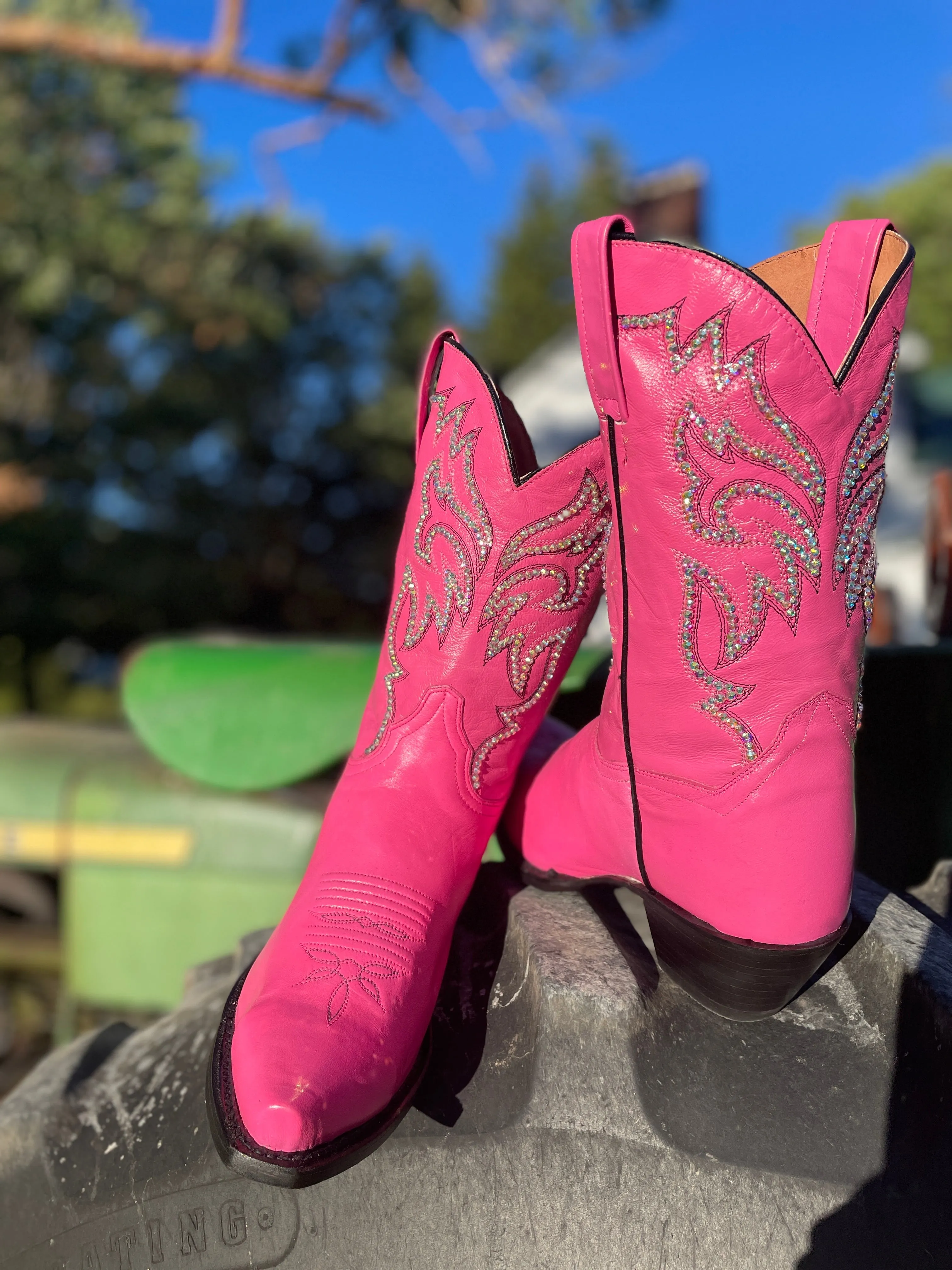 Dan Post Pink Cowboy Boots, Western Boots for Women, Sparkle Cowboy Boots
