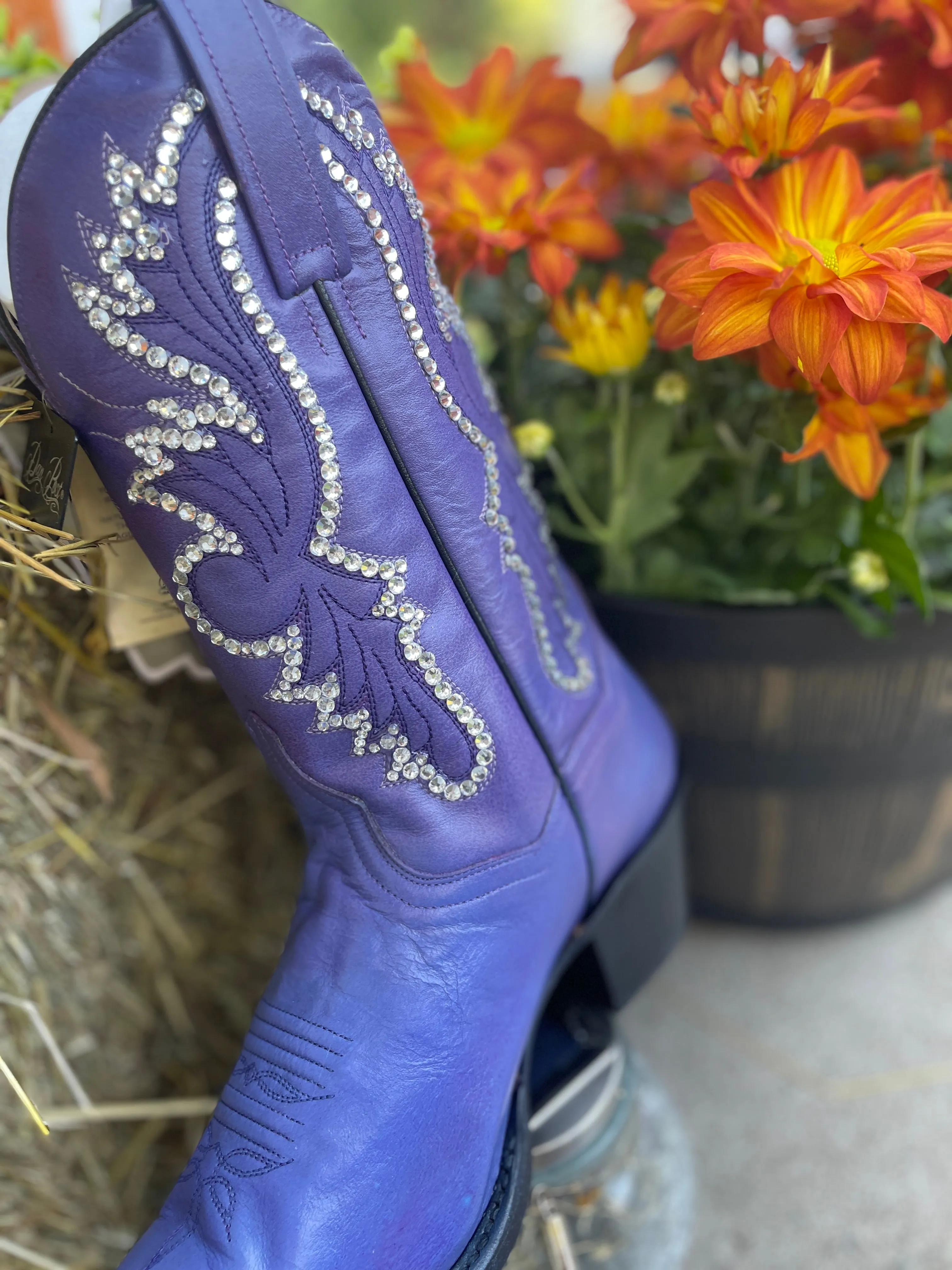 Dan Post Purple Cowboy Boots, Western Boots for Women, Sparkle Cowboy Boots