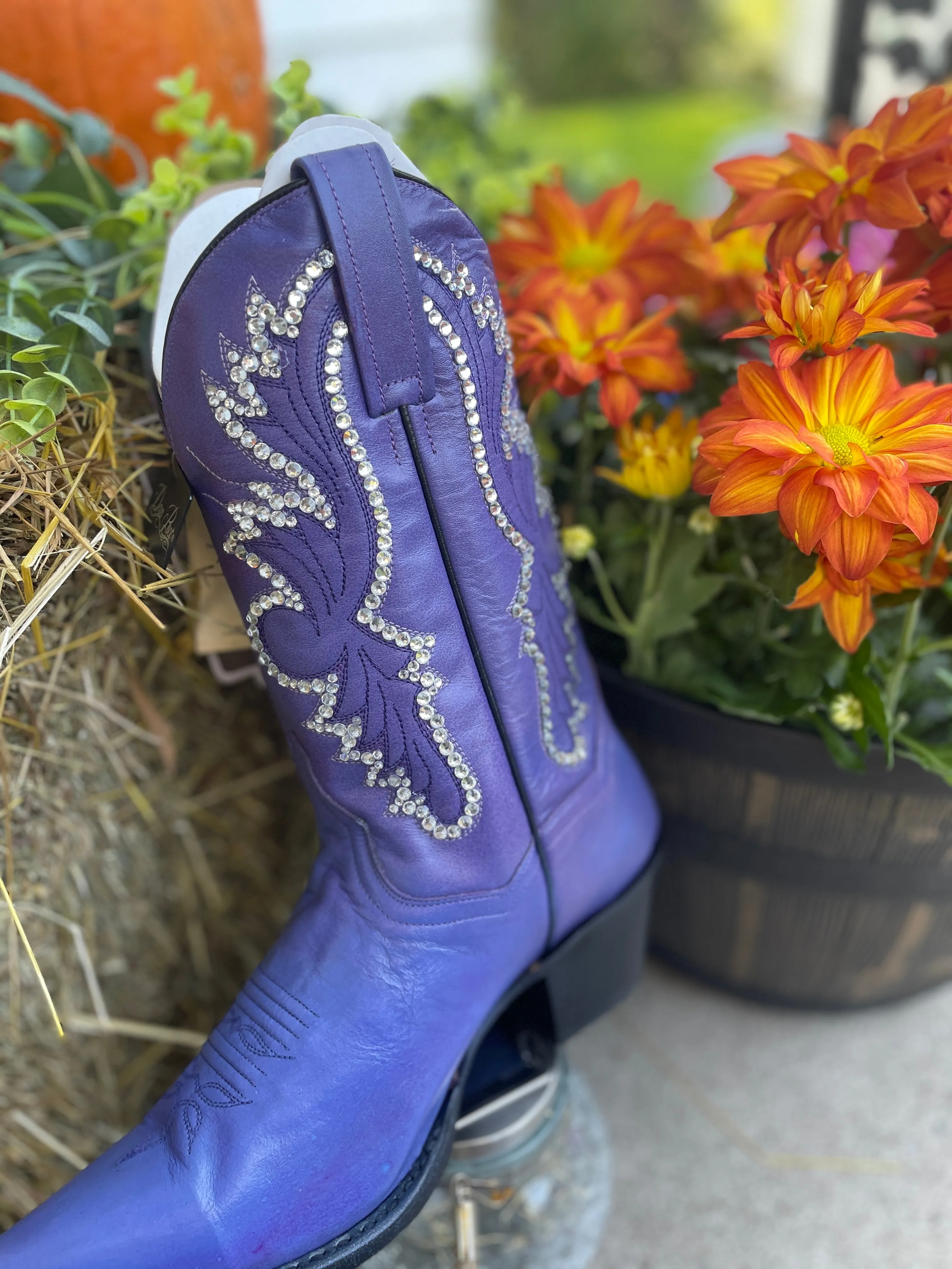 Dan Post Purple Cowboy Boots, Western Boots for Women, Sparkle Cowboy Boots
