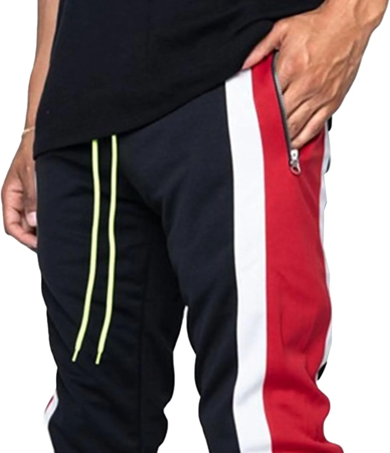 DGHM-JLMY Mens Panty Zipper Casual Sweatpants Lightweight Commuter Trendy Pant Handsome Fashion Jogging Trousers