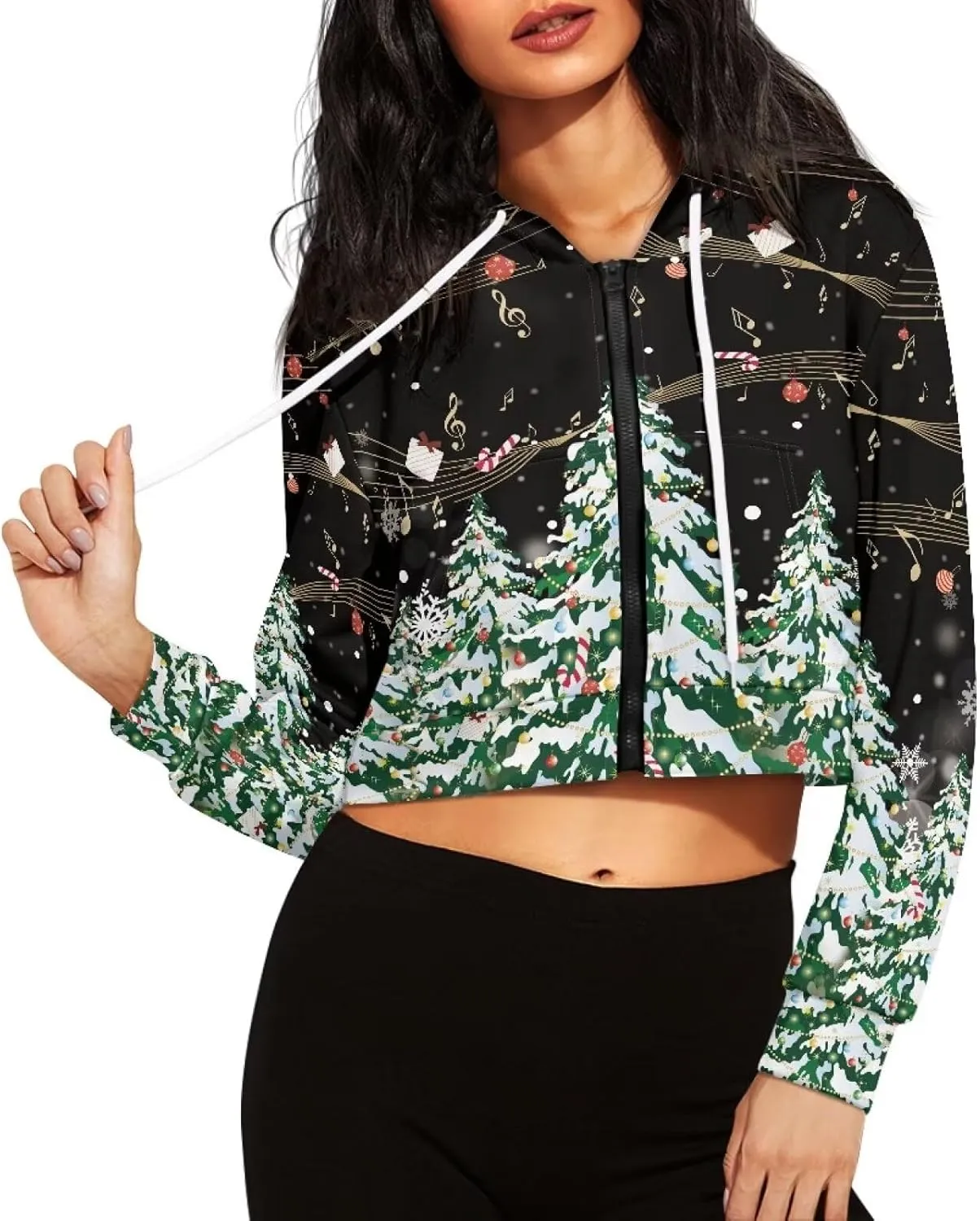 DISNIMO Women's Hooded Sweatshirt Long Sleeve Crop Top Pullover Shirt Casual Zip up Athletic Hoodie Jacket S-5XL